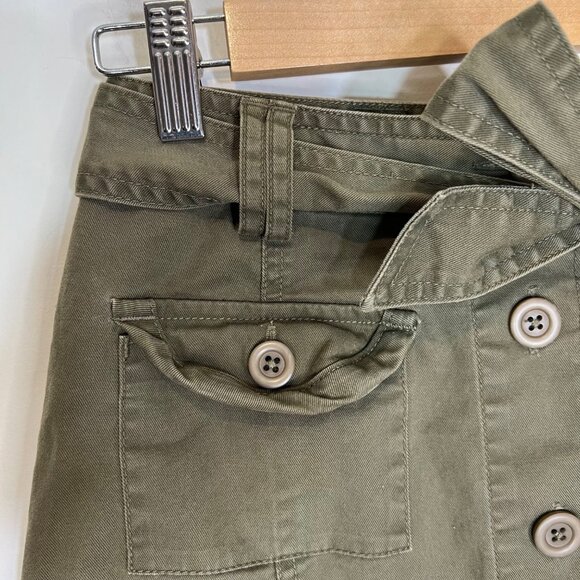 Talbots Stretch Skirt Green Button Front Tie Waist Belt‎ Size 2 - Picture 6 of 10